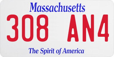 MA license plate 308AN4