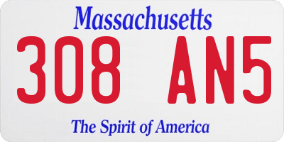 MA license plate 308AN5