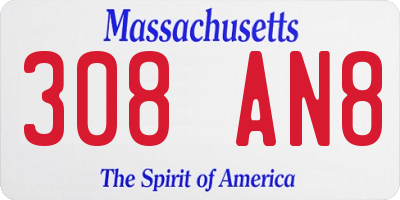 MA license plate 308AN8