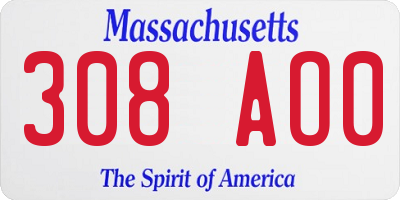 MA license plate 308AO0