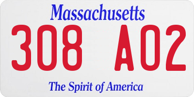 MA license plate 308AO2