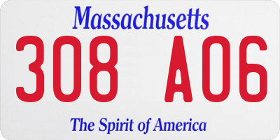 MA license plate 308AO6