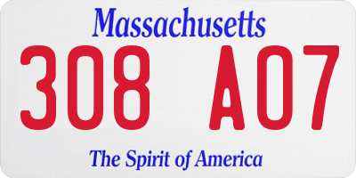 MA license plate 308AO7