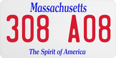 MA license plate 308AO8
