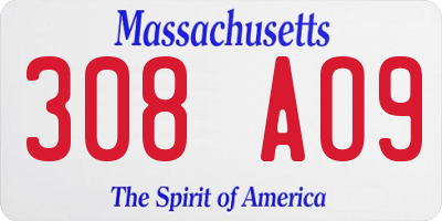 MA license plate 308AO9