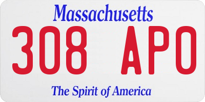 MA license plate 308AP0