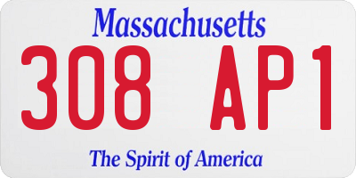 MA license plate 308AP1