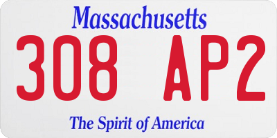 MA license plate 308AP2