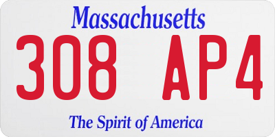 MA license plate 308AP4