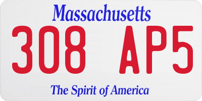 MA license plate 308AP5