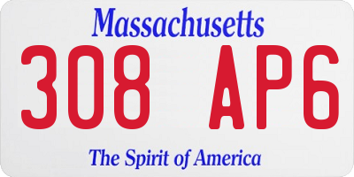 MA license plate 308AP6