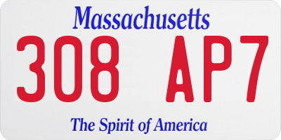 MA license plate 308AP7