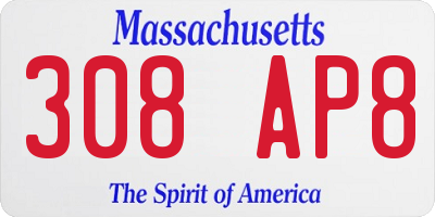 MA license plate 308AP8