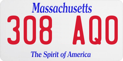 MA license plate 308AQ0