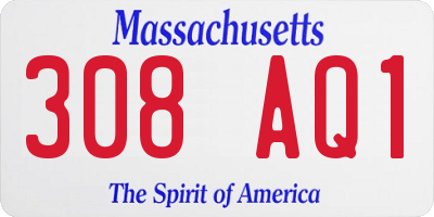 MA license plate 308AQ1