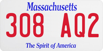 MA license plate 308AQ2