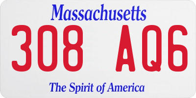 MA license plate 308AQ6