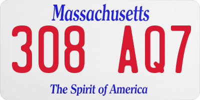 MA license plate 308AQ7