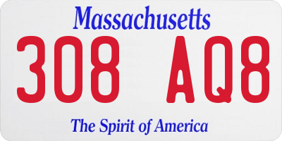 MA license plate 308AQ8