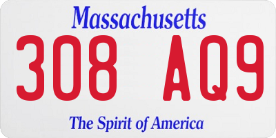 MA license plate 308AQ9
