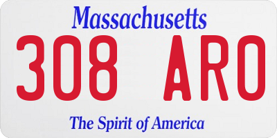 MA license plate 308AR0