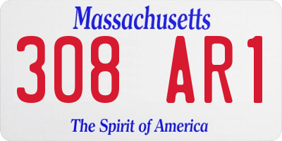 MA license plate 308AR1