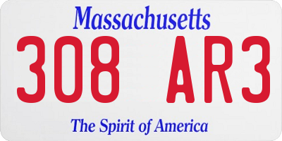 MA license plate 308AR3
