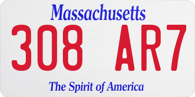 MA license plate 308AR7