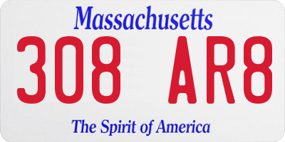 MA license plate 308AR8