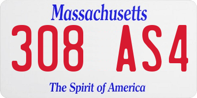 MA license plate 308AS4