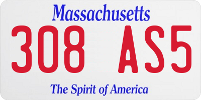 MA license plate 308AS5