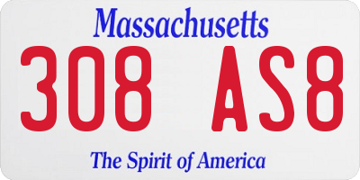 MA license plate 308AS8