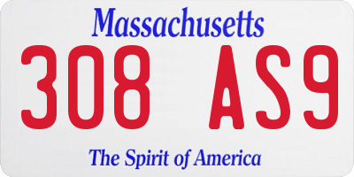 MA license plate 308AS9