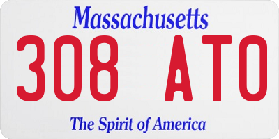 MA license plate 308AT0