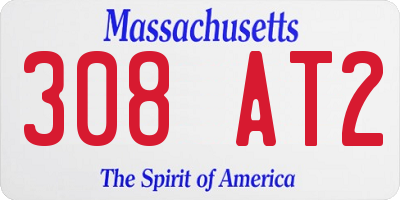 MA license plate 308AT2