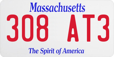 MA license plate 308AT3