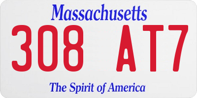 MA license plate 308AT7