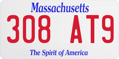 MA license plate 308AT9