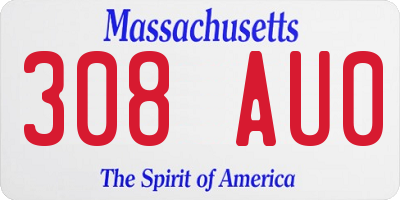 MA license plate 308AU0