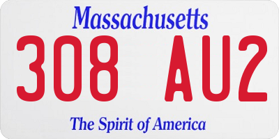MA license plate 308AU2