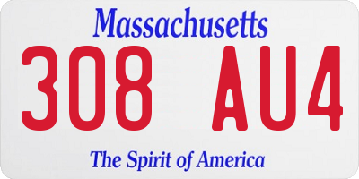 MA license plate 308AU4