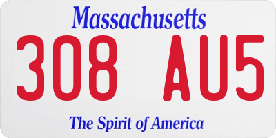 MA license plate 308AU5