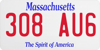 MA license plate 308AU6