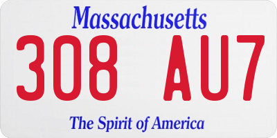 MA license plate 308AU7