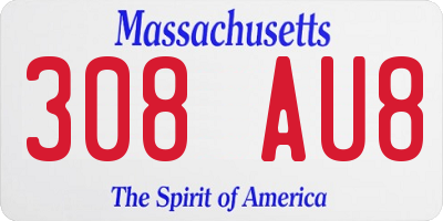 MA license plate 308AU8