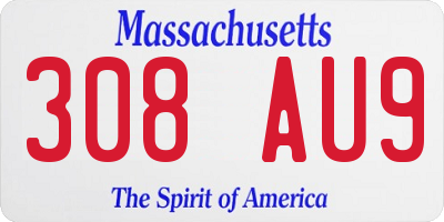 MA license plate 308AU9