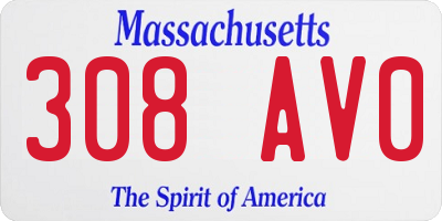 MA license plate 308AV0