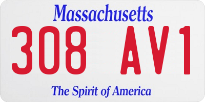 MA license plate 308AV1