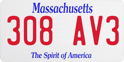 MA license plate 308AV3