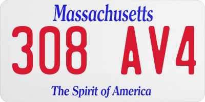 MA license plate 308AV4